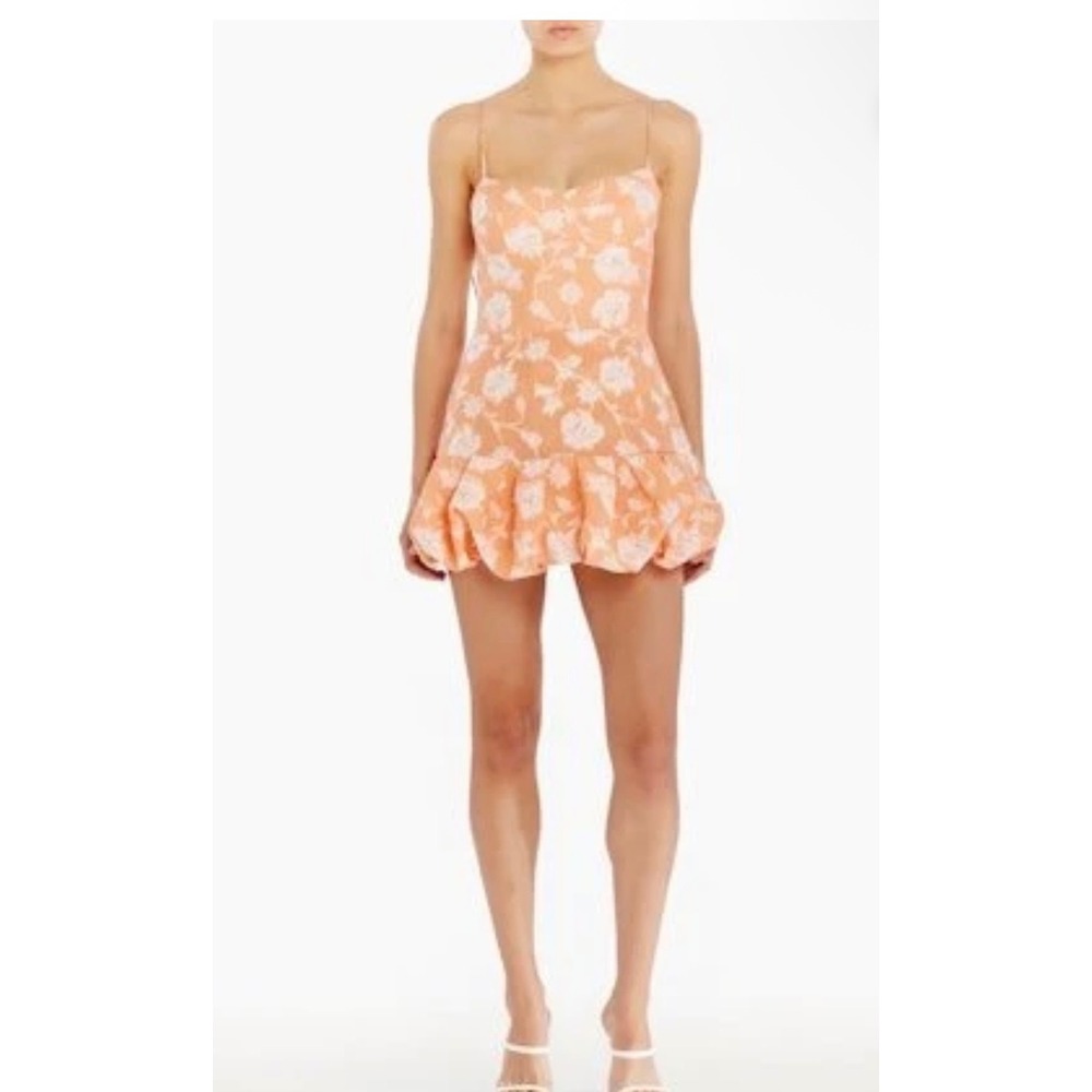 Amanda Uprichard Orange Floral Bubble Hem Ivy Mini Dress/skort NWT Size M